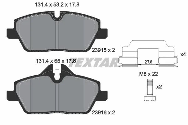 Textar Brake Pads Full Set Of 4 Front With Brake Caliper Screws With Accessories 2391503 - image 4