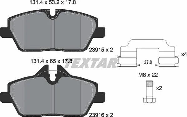 Textar Brake Pads Full Set Of 4 Front With Brake Caliper Screws With Accessories 2391503 - image 5