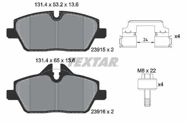 Textar Brake Pads Full Set Of 4 Front With Brake Caliper Screws With Accessories 2391508 - image 4