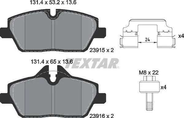 Textar Brake Pads Full Set Of 4 Front With Brake Caliper Screws With Accessories 2391508 - image 5