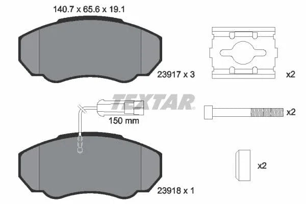 Textar Brake Pads Full Set Of 4 Front With Brake Caliper Screws With Accessories 2391701 - image 4