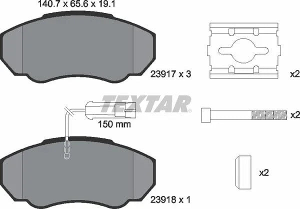 Textar Brake Pads Full Set Of 4 Front With Brake Caliper Screws With Accessories 2391701 - image 5
