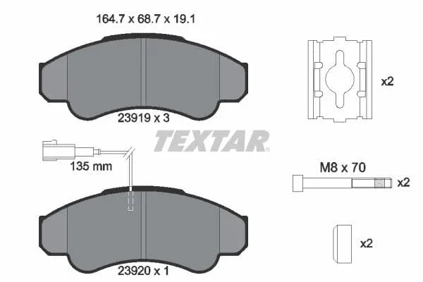 Textar Brake Pads Full Set Of 4 Front With Brake Caliper Screws With Accessories 2391901 - image 4