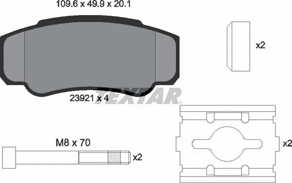 Textar Brake Pads Full Set Of 4 Rear With Brake Caliper Screws With Accessories 2392101 - image 5
