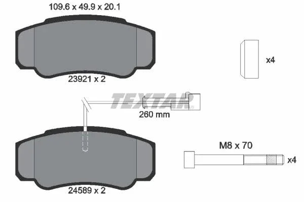 Textar Brake Pads Full Set Of 4 Rear With Brake Caliper Screws With Accessories 2392103 - image 4