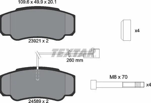 Textar Brake Pads Full Set Of 4 Rear With Brake Caliper Screws With Accessories 2392103 - image 5