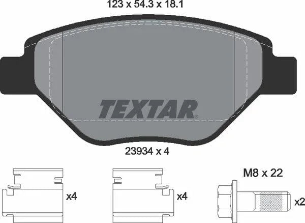 Textar Brake Pads Full Set Of 4 Front With Brake Caliper Screws 2393401 - image 5