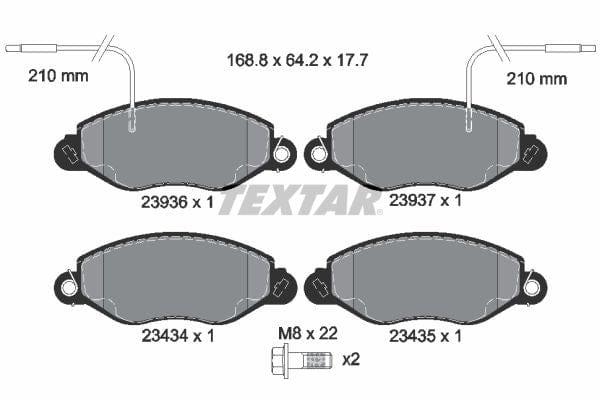 Textar Brake Pads Full Set Of 4 Front With Brake Caliper Screws 2393601 - image 4