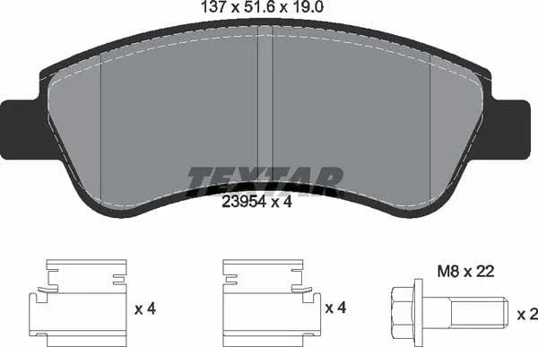 Textar Brake Pads Full Set Of 4 Front With Brake Caliper Screws With Accessories 2395401 - image 5