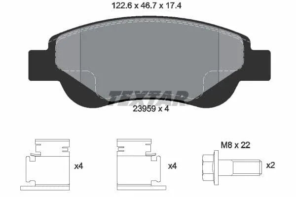 Textar Brake Pads Full Set Of 4 Front With Accessories 2395901 - image 4