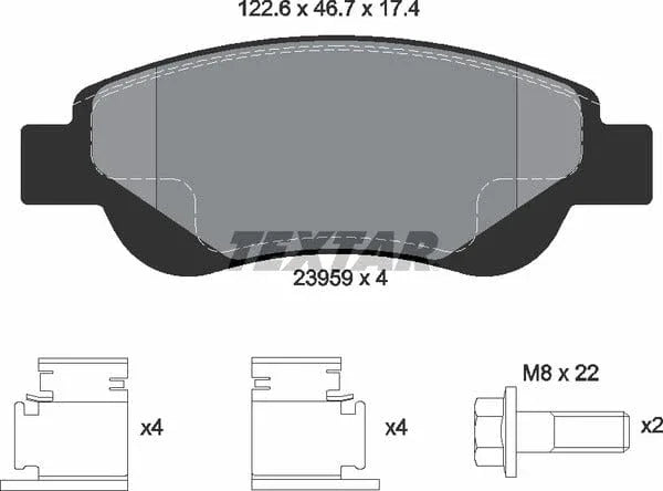 Textar Brake Pads Full Set Of 4 Front With Accessories 2395901 - image 5