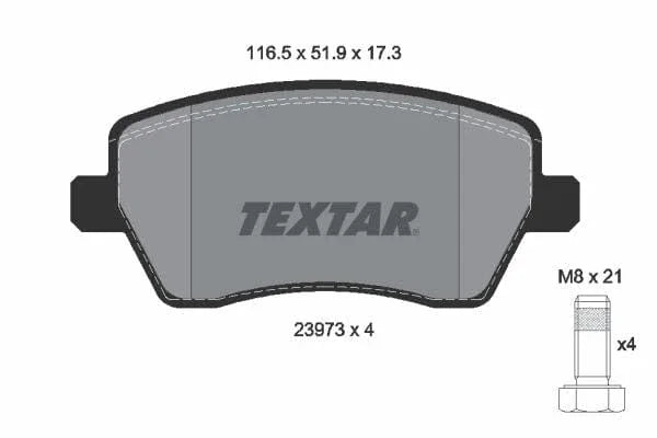 Textar Brake Pads Full Set Of 4 Front With Brake Caliper Screws 2397301 - image 4