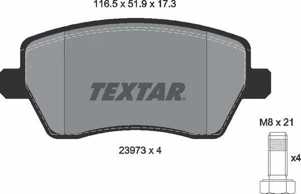 Textar Brake Pads Full Set Of 4 Front With Brake Caliper Screws 2397301 - image 5