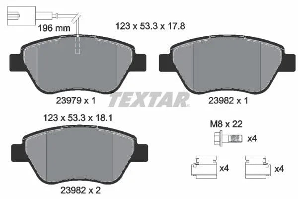 Textar Brake Pads Full Set Of 4 Front With Brake Caliper Screws With Accessories 2397901 - image 4