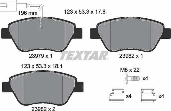 Textar Brake Pads Full Set Of 4 Front With Brake Caliper Screws With Accessories 2397901 - image 5