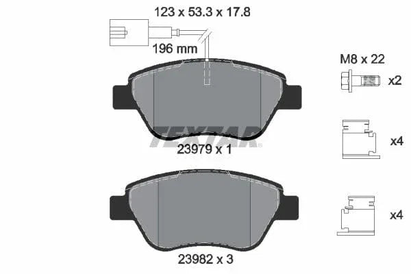 Textar Brake Pads Full Set Of 4 Front With Brake Caliper Screws With Accessories 2397903 - image 4