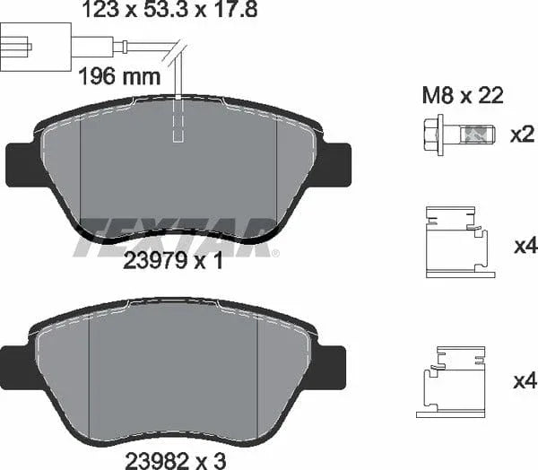 Textar Brake Pads Full Set Of 4 Front With Brake Caliper Screws With Accessories 2397903 - image 5
