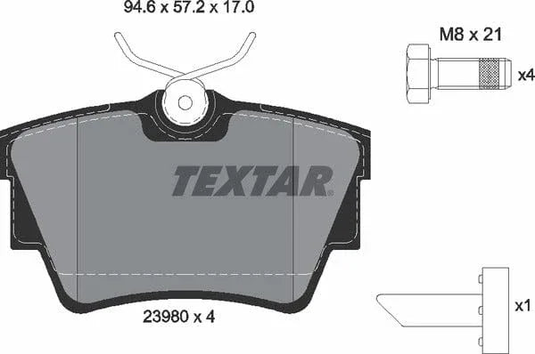 Textar Brake Pads Full Set Of 4 Rear With Brake Caliper Screws 2398001 - image 5