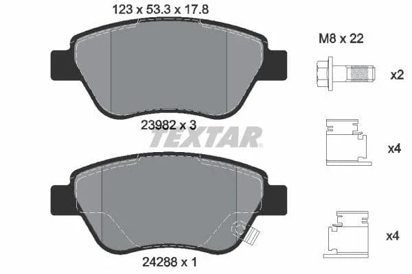 Textar Brake Pads Full Set Of 4 Front With Brake Caliper Screws With Accessories 2398202 - image 4