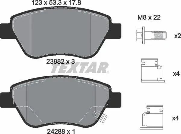 Textar Brake Pads Full Set Of 4 Front With Brake Caliper Screws With Accessories 2398202 - image 5