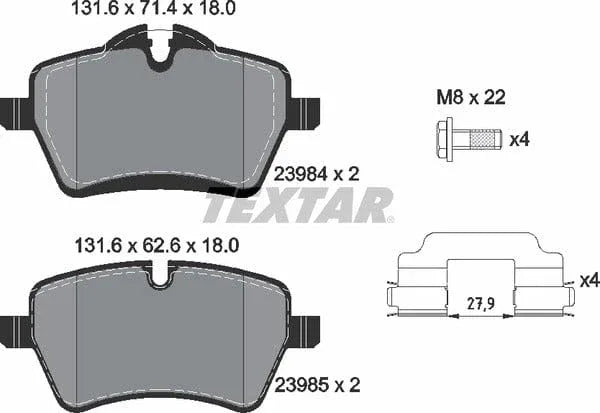 Textar Brake Pads Full Set Of 4 Front With Brake Caliper Screws With Accessories 2398401 - image 5