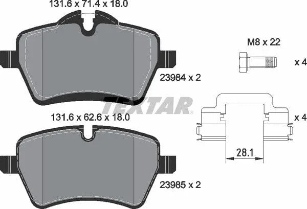 Textar Brake Pads Full Set Of 4 Front With Brake Caliper Screws With Accessories 2398404 - image 5