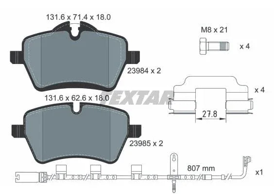 Textar Brake Pads Full Set Of 4 Front With Brake Caliper Screws With Accessories 2398407 - image 4