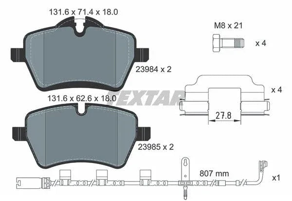 Textar Brake Pads Full Set Of 4 Front With Brake Caliper Screws With Accessories 2398407 - image 5