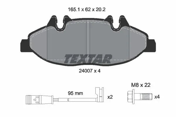 Textar Brake Pads Full Set Of 4 Front With Brake Caliper Screws 2400701 - image 4