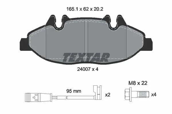 Textar Brake Pads Full Set Of 4 Front With Brake Caliper Screws 2400701 - image 5