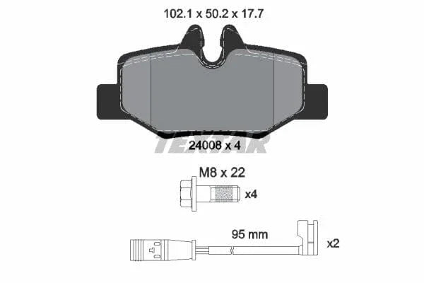 Textar Brake Pads Full Set Of 4 Rear With Brake Caliper Screws 2400801 - image 4
