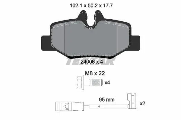 Textar Brake Pads Full Set Of 4 Rear With Brake Caliper Screws 2400801 - image 5