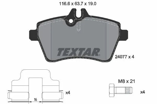 Textar Brake Pads Full Set Of 4 Front With Brake Caliper Screws With Accessories 2407701 - image 4