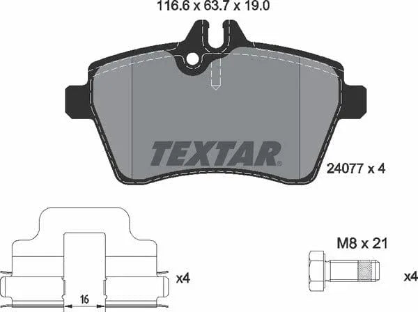 Textar Brake Pads Full Set Of 4 Front With Brake Caliper Screws With Accessories 2407701 - image 5