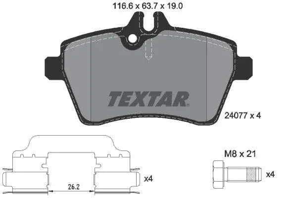 Textar Brake Pads Full Set Of 4 Front With Brake Caliper Screws With Accessories 2407702 - image 4