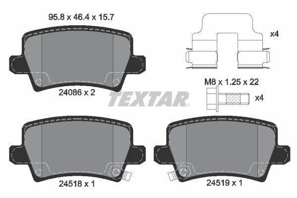 Textar Brake Pads Set Brake Pads Full Set Of 4 Rear 2408601 - image 4