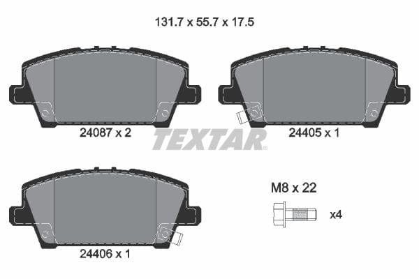 Textar Brake Pads Full Set Of 4 Front 2408701 - image 4