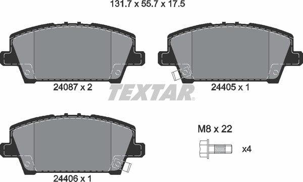 Textar Brake Pads Full Set Of 4 Front 2408701 - image 5