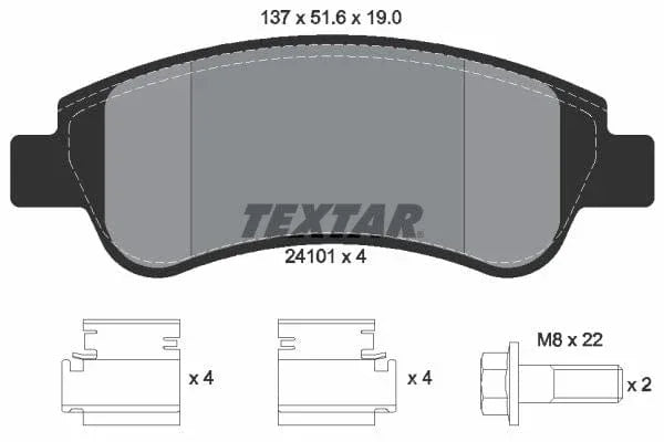 Textar Brake Pads Full Set Of 4 Front With Brake Caliper Screws 2410101 - image 4