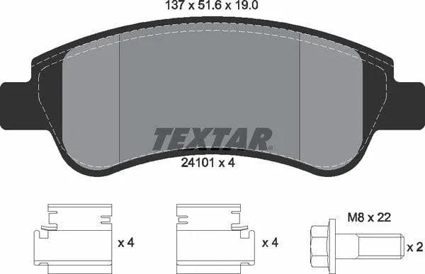 Textar Brake Pads Full Set Of 4 Front With Brake Caliper Screws 2410101 - image 5