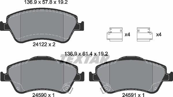 Textar Brake Pads Full Set Of 4 Front 2412201 - image 5