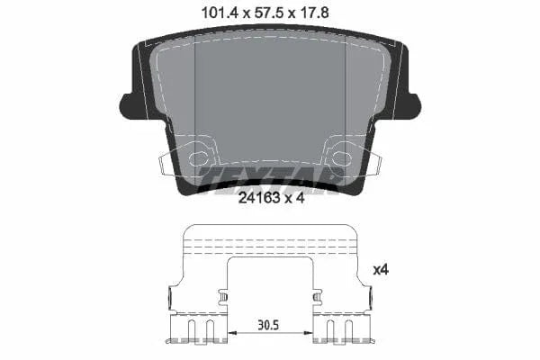 Textar Brake Pads Full Set Of 4 Rear With Accessories 2416303 - image 4