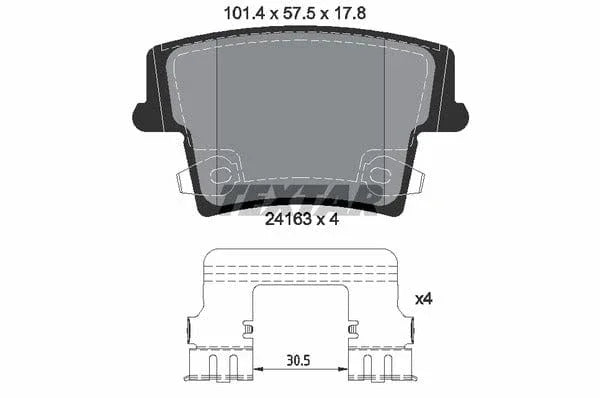 Textar Brake Pads Full Set Of 4 Rear With Accessories 2416303 - image 5