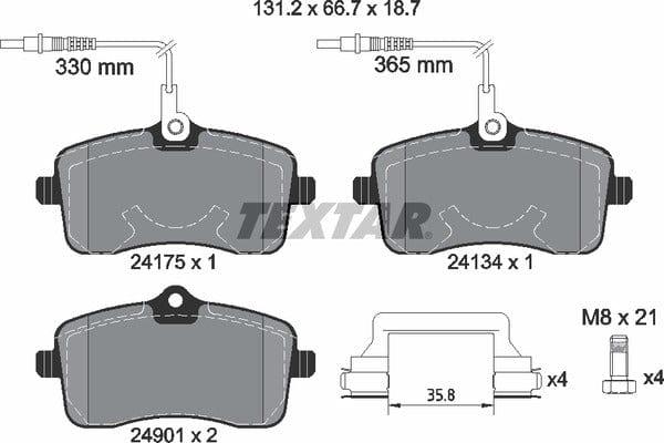Textar Brake Pads Full Set Of 4 Front With Brake Caliper Screws With Accessories 2417501 - image 5