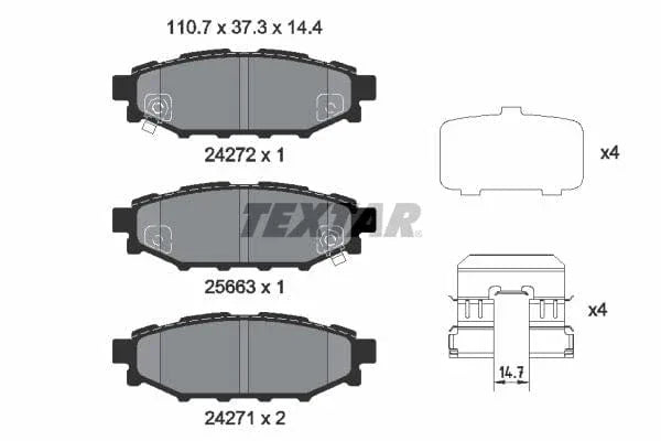 Textar Brake Pads Full Set Of 4 Rear With Accessories 2427201 - image 4