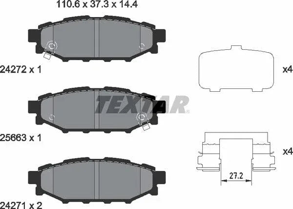 Textar Brake Pads Full Set Of 4 Rear With Accessories 2427201 - image 5