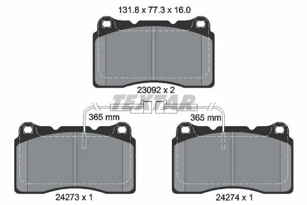 Textar Brake Pads Full Set Of 4 Front 2427301 - image 4