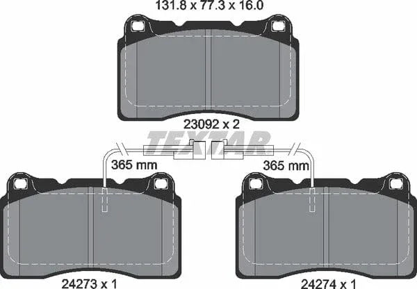 Textar Brake Pads Full Set Of 4 Front 2427301 - image 5