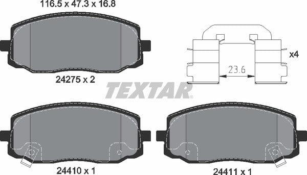 Textar Brake Pads Full Set Of 4 Front 2427501 - image 5