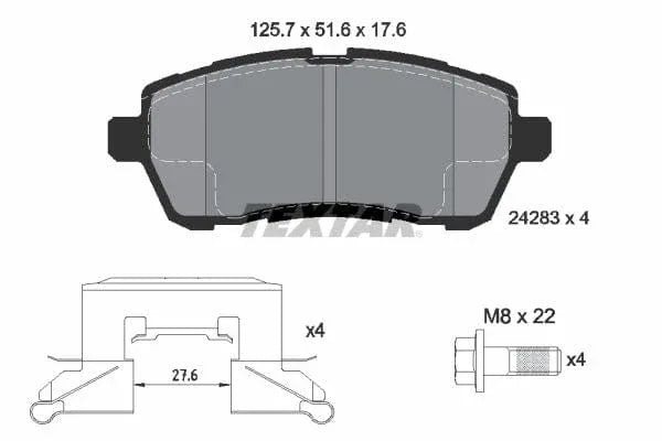 Textar Brake Pads Full Set Of 4 Front 2428302 - image 4